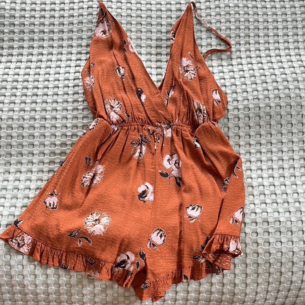 🥂Mahina Floral Orange Romper🥂